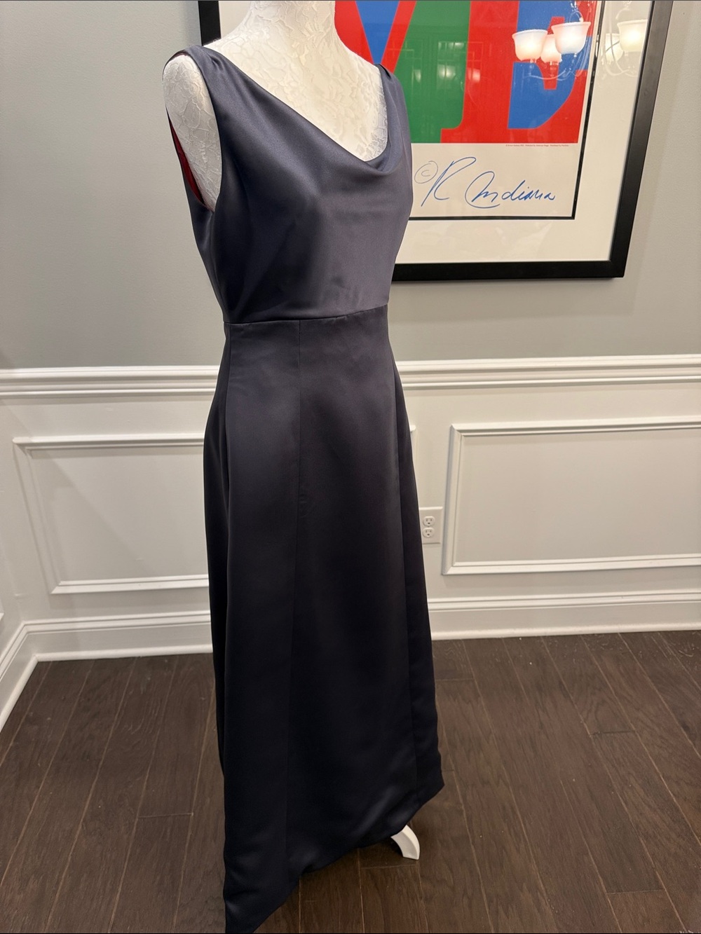 RARE VTG 90’s Vera Wang Black Cowl Neck Satin Gown - Picture 5 of 12